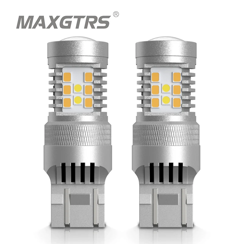 

2x T20 7443 W21/5W 1157 3157 BAY15D 28SMD 2835 3030 LED White Amber Dual Color Switchback LED DRL Turn Signal Light Bulbs