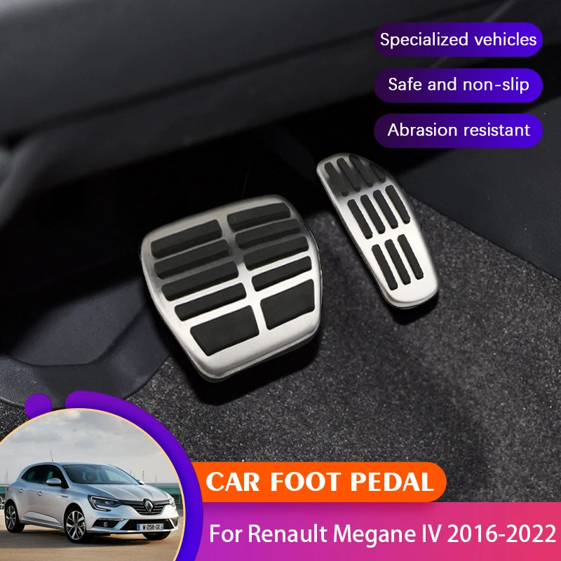 Renault Megane 4 IV MK4 용 자동차 풋 페달 패드 커버 2016 2017 2018 2019 2020 2021 2022 브레이크 클러치 페달 미끄럼 방지 패드 커버