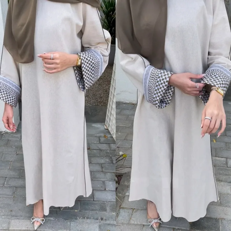 Patchwork Elegant Prayer Dresses Eid Ramadan Modest Dress Muslim Dubai Turkey Female Loose Abayas For Party Islam Robe 2024 New