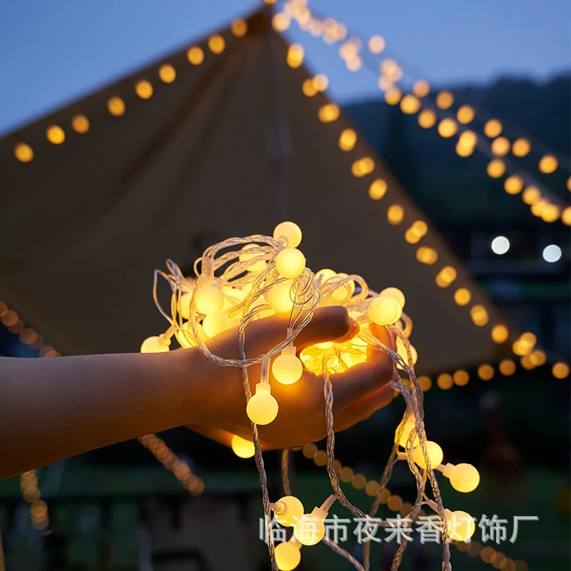 

LED Frosted Small White Ball Light String Battery Box Christmas Ball Decoration Stars Camping Atmosphere Light String