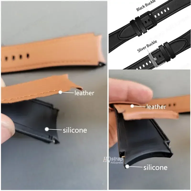 Silicone & Leather 20mm Watch Strap - Premium Two-Tone Design Bracelet
