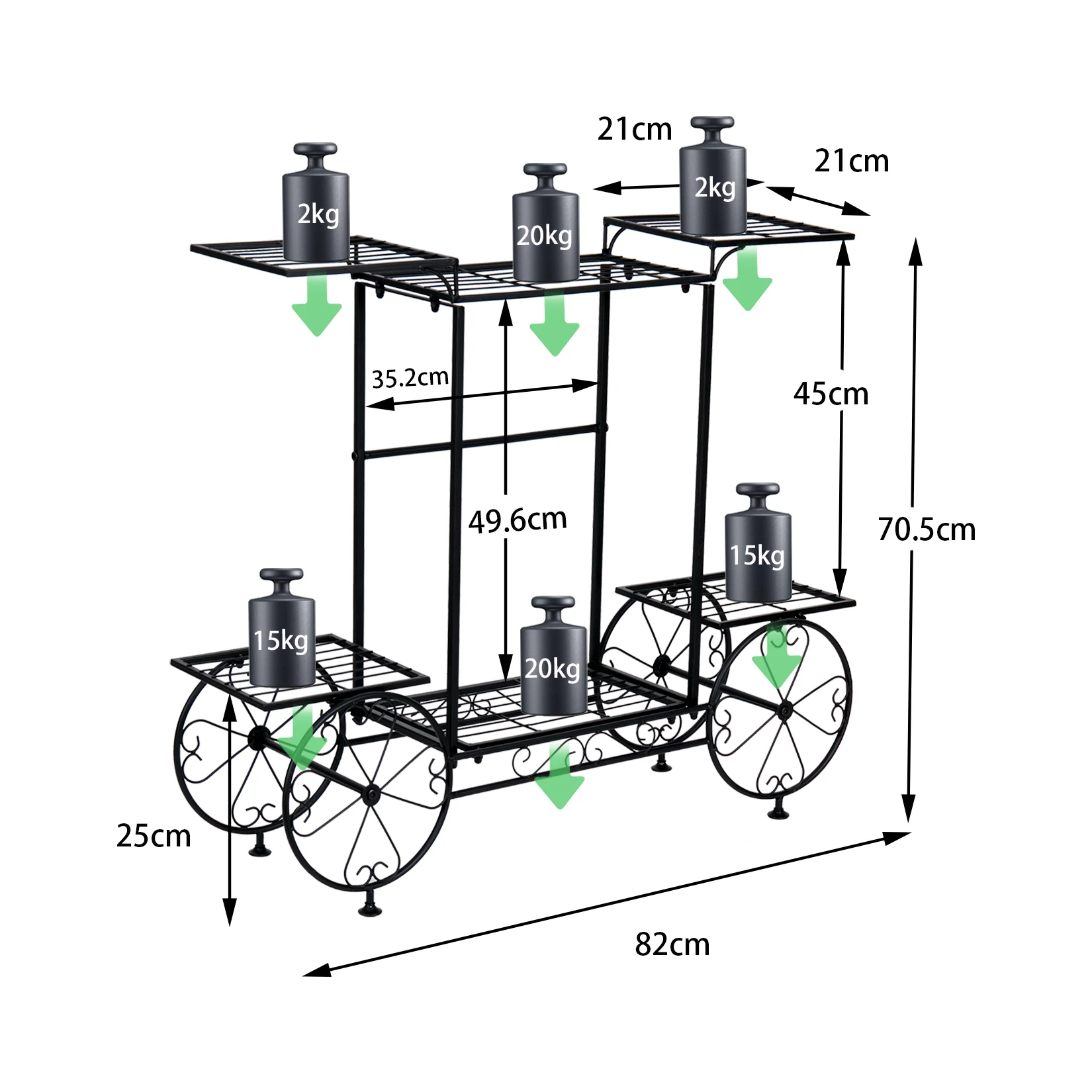 6 tiers metal plant stand garden cart plant stand flower pots holder display shelf rack