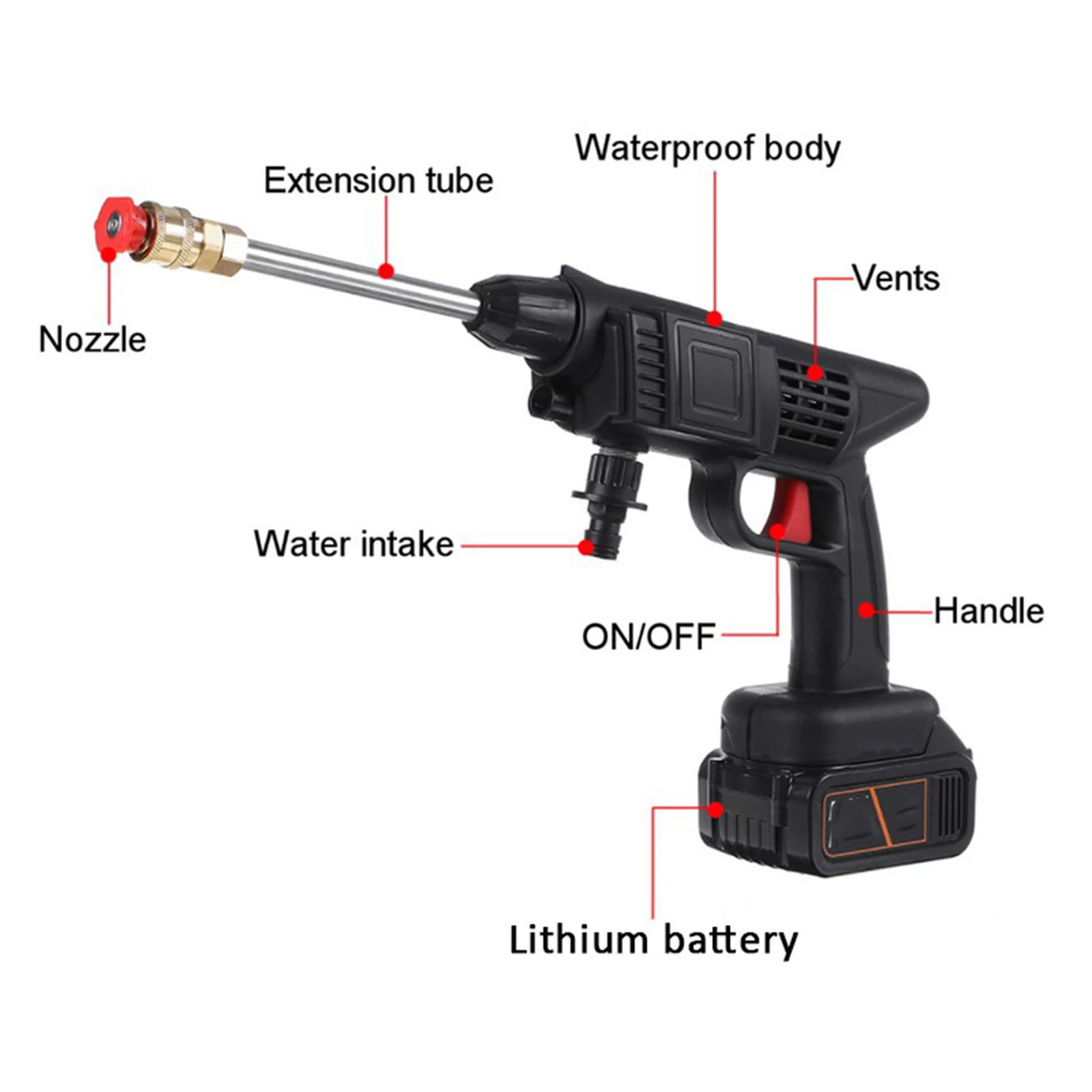 Pistolet De Nettoyage Intérieur Voiture Boomstart - Lavage Portable Avec Mousse Et Brosse