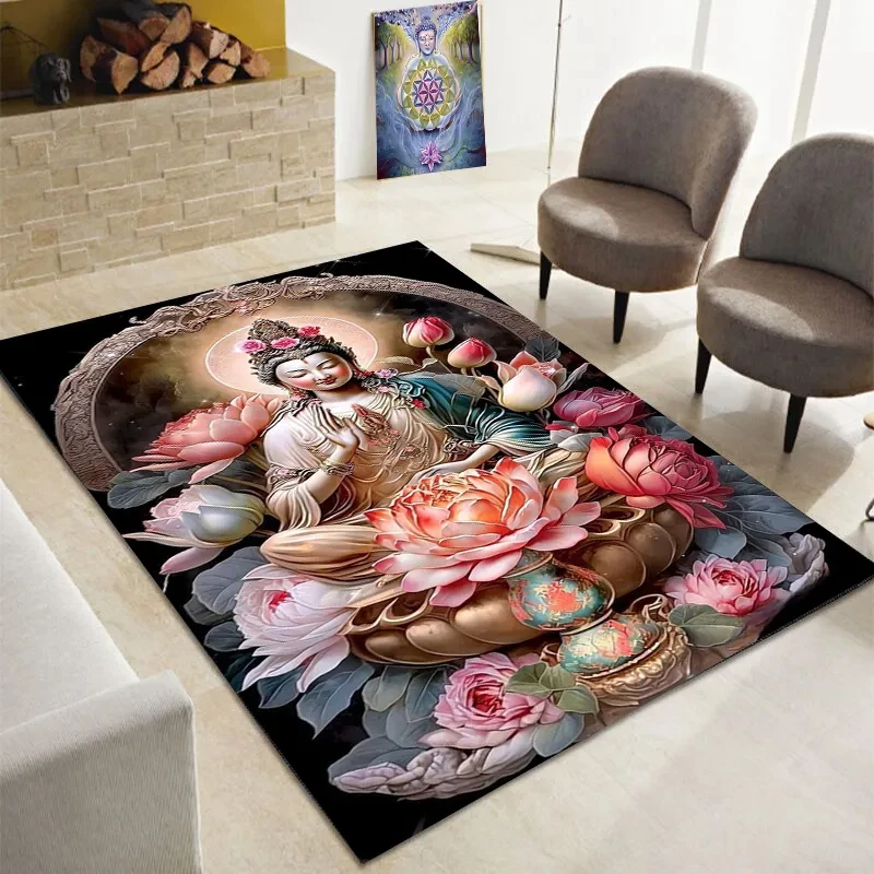 Arazzo Buddha Da Parete 180x230cm - Tappeto Decorativo, Copriletto, Per Camera E Soggiorno - Foto 3