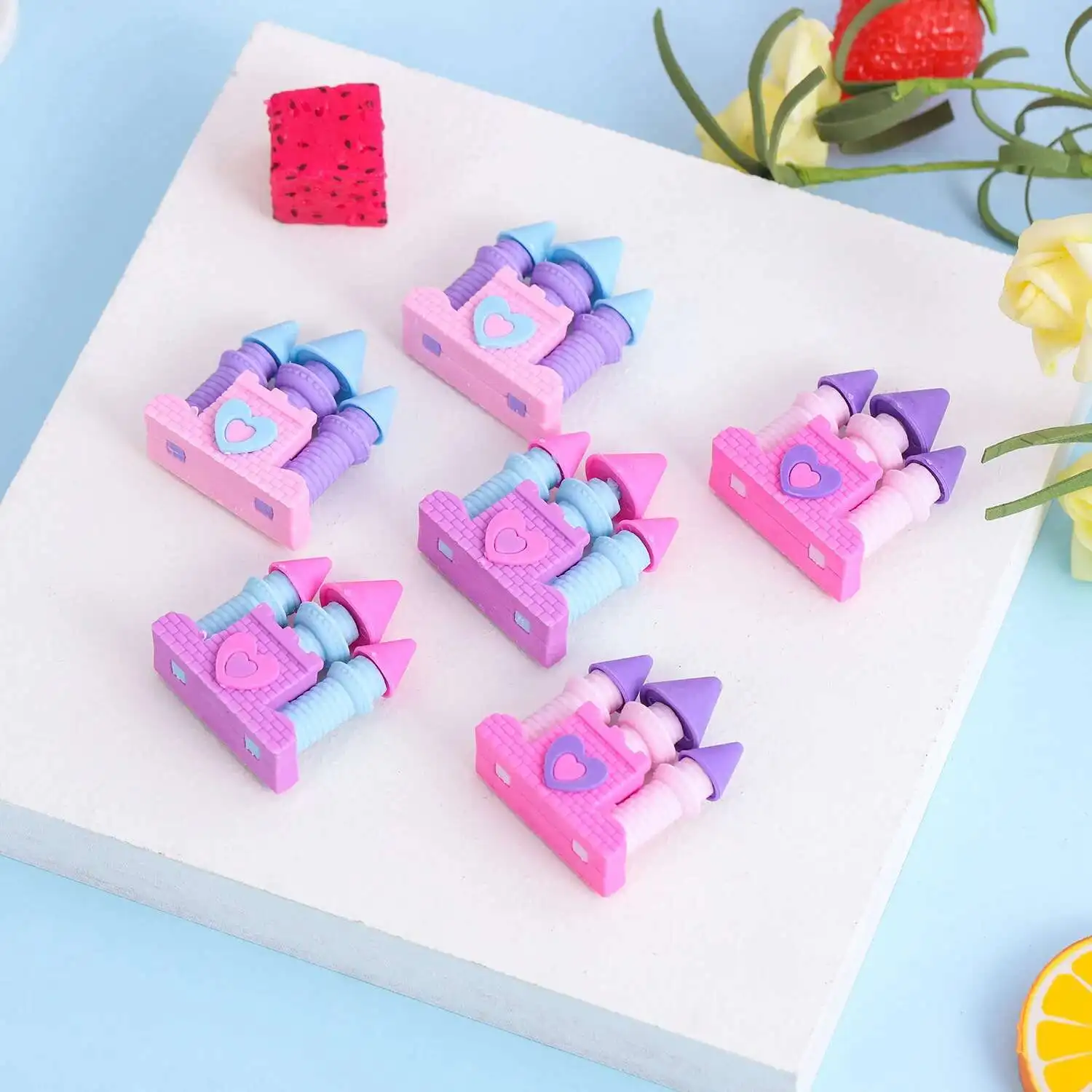 Cute Kawaii Princess Dream Castle Rubber Eraser Novelty Stationery Office School Supplies 1 Set pencil eraser