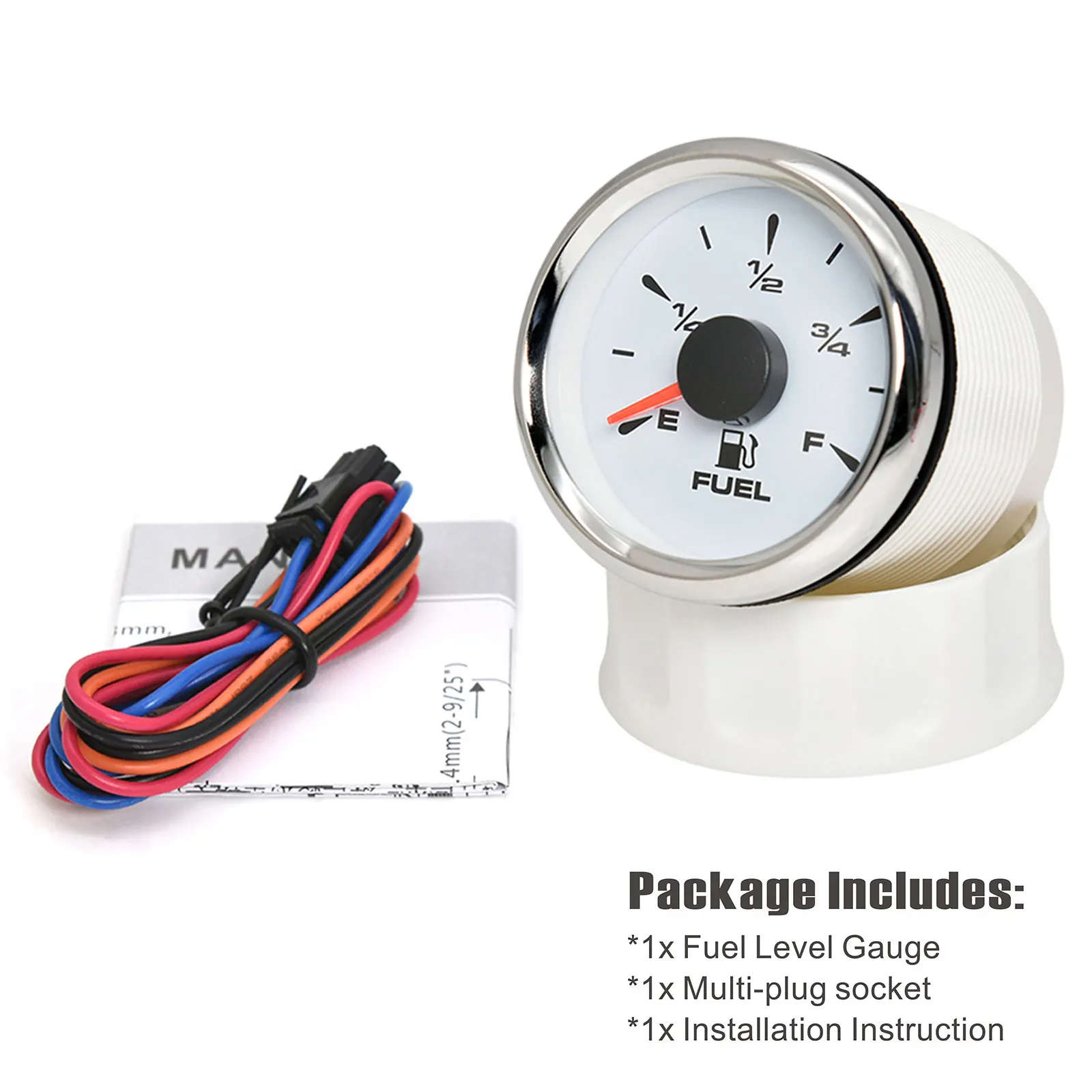 ELING Misuratore Di Livello Dell'acqua Da 52 Mm 0-190ohm Con Retroilluminazione A 8 Colori Con Allarme Con Sensore Unità Di Invio Da 100 Mm Per Yacht Per Auto