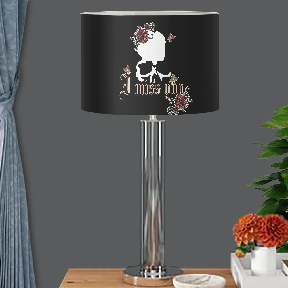 

Gothic Style Skull and Roses Lampshade Bedside Lamp Cross and Witch Cover Table Lamp Customizable Light Cover Table Lamp Shade