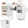 Giantex Folding Sewing Table With Charging Station, Rolling Craft Table With Storage Shelves And Drawers, 18 Pegs, 2 Trays, 1