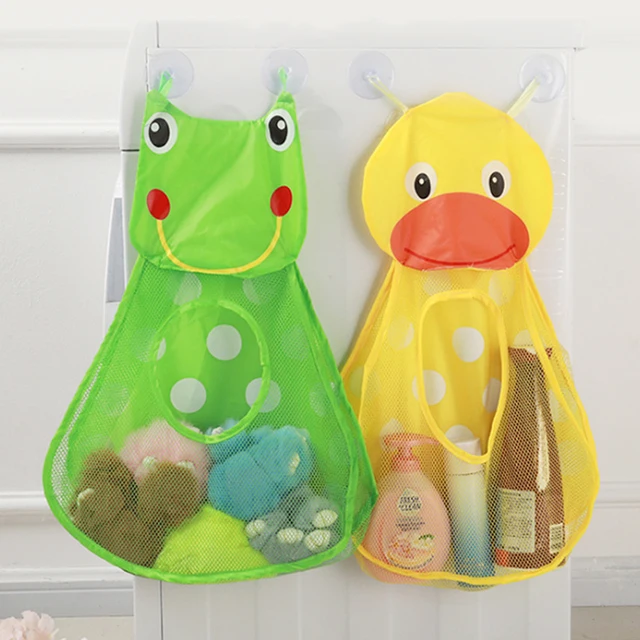 Baby Bath Toys Cute Duck Mesh Net Toy Storage Bag Strong With Suction Cups Bath Game Bag Bathroom Organizer Water Toys For Kids 1