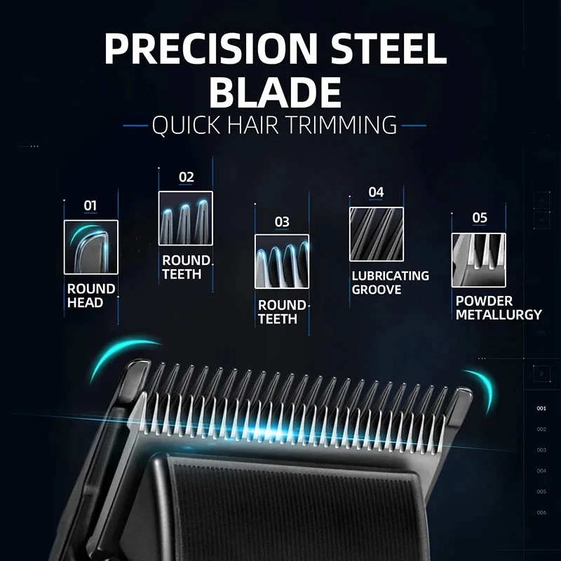 Professional Rechargeable Cordless Barber Hair Clippers & Trimmer