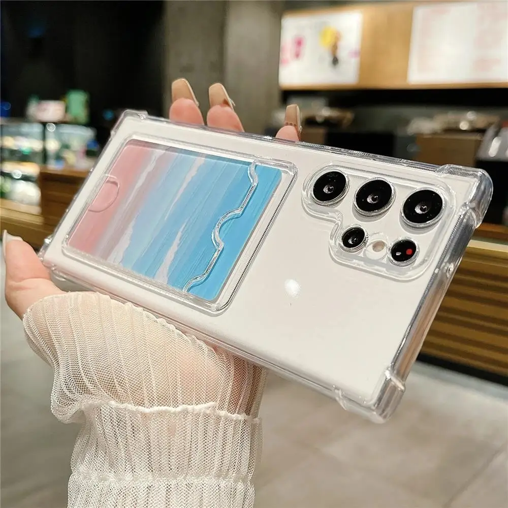 Clear Shockproof Soft TPU Wallet Case 2
