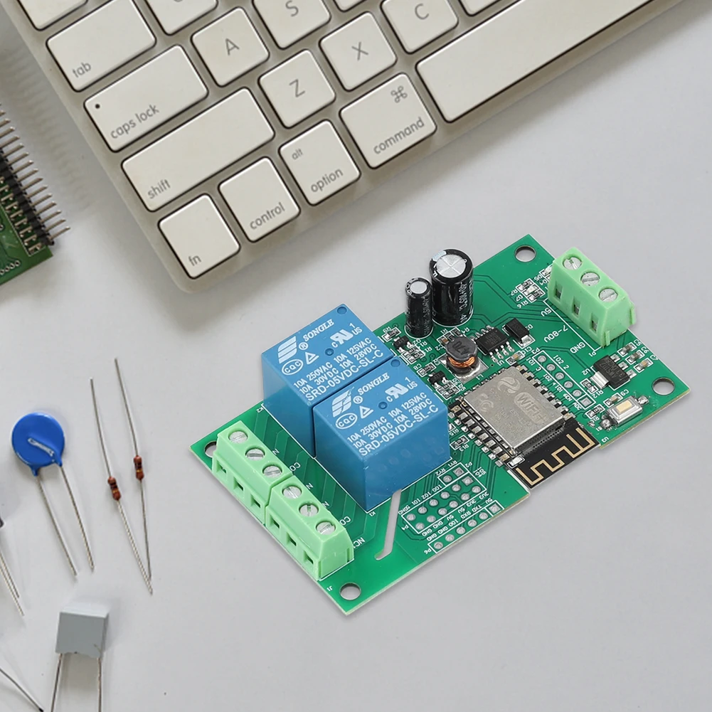 ESP8266 WIFI Switch Controller Board Dual Channel ESP-12F Development Board DC 5V 10A Wireless Smart Relay Module for Smart Home