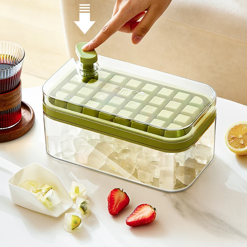 

32 grids ice cubes maker Ice cubes tray with container box easy Demolding ice moulds large capacity iced drinks tool with ice