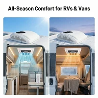 Climatiseur de toit Podofo 12V 2300W de refroidissement 1000W de chauffage, unité AC tout-en-un avec 7 pièces 360 °   Grilles d'aération rotatives, télécommande LCD, diffusion vocale, réfrigérant R134A pré-charge, installation sans dommage pour camping-car, camionnette, fourgonnette, voiture de tourisme. 5