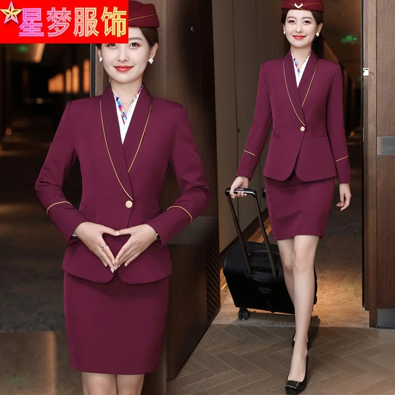 9922 Stewardess High-Speed Rail Flight Attendant Workwear Uniform Business Suit Hotel Front Desk Reception Welcome Work Clothes