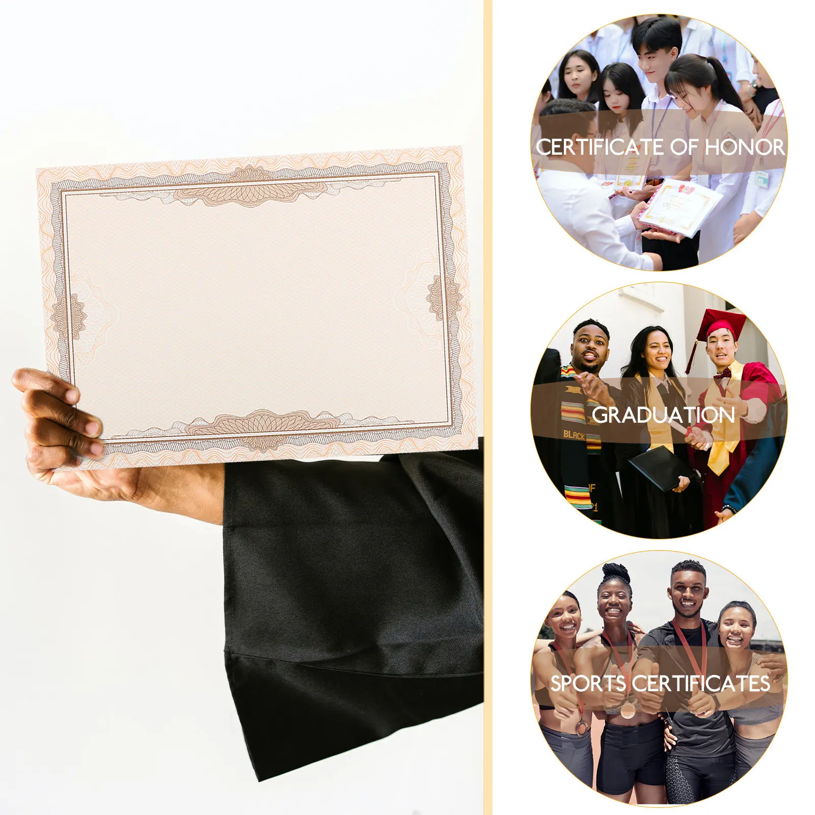 100매 빈 인증서 용지, 고급 두꺼운 무광 마감, 학위 증서, 상장, 학교 졸업용