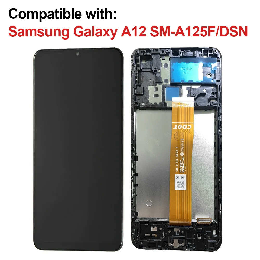 AMOLED для Samsung Galaxy A12 SM-A125F/DSN ЖК-дисплей полный сенсорный экран дигитайзер в сборе запасные части с рамкой