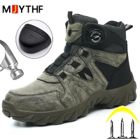 Rotating button Safety Boots Men Outdoor tactical boots Indestructible shoes Puncture-Proof Work Boots Steel toe shoes Sneakers
