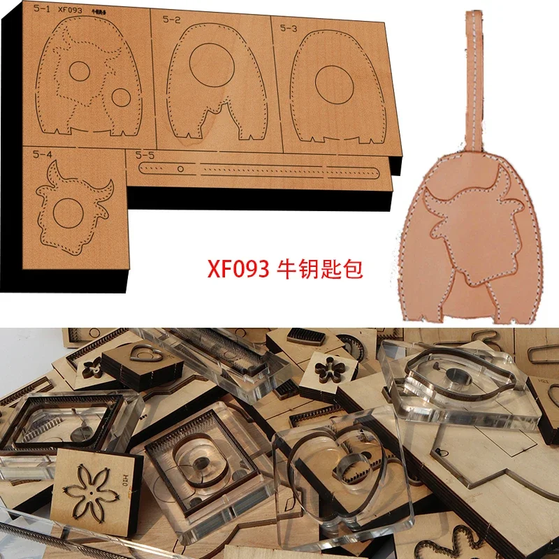 

New Japan Steel Blade Wooden Die Cattle Key Bag Leather Craft Punch Hand Tool Cut Knife Mould XF093 Leather Tools