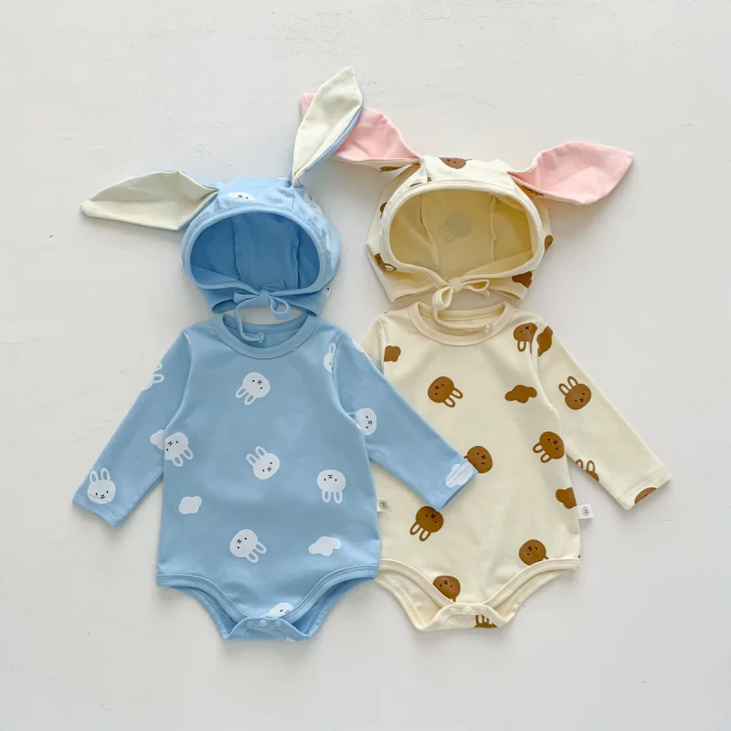 

Spring 2023 Children's Jumpsuit Ins Style Romper Suit Rabbit Full Printed Bag Fart Romper Baby