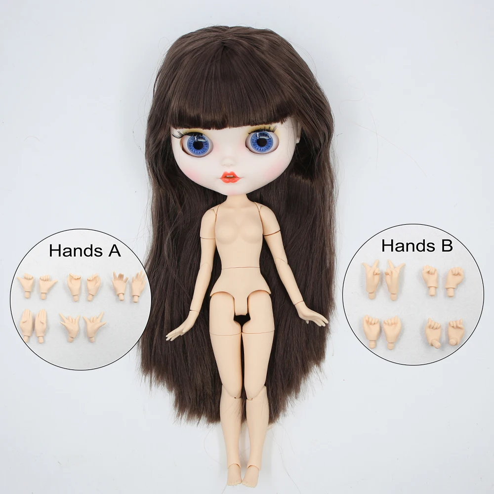 Neo Blythe Doll with Brown Hair, White Skin, Matte Smiling Face & Custom Jointed Body 1