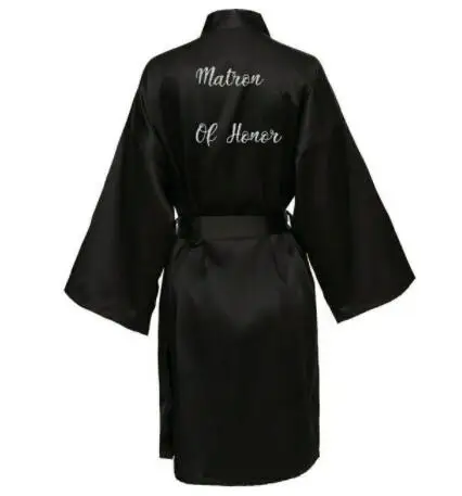 Elegant Satin Silk Bridal & Bridesmaid Robe - Black