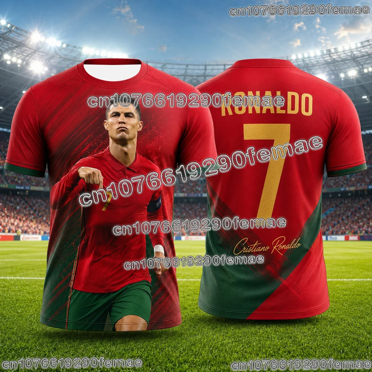 2026 New Ronaldo No.7 Football Jersey Oversized Breathable Training Uniform Soccer Shirt Kids Adult Match Fan Sportswear Tee - Image 3