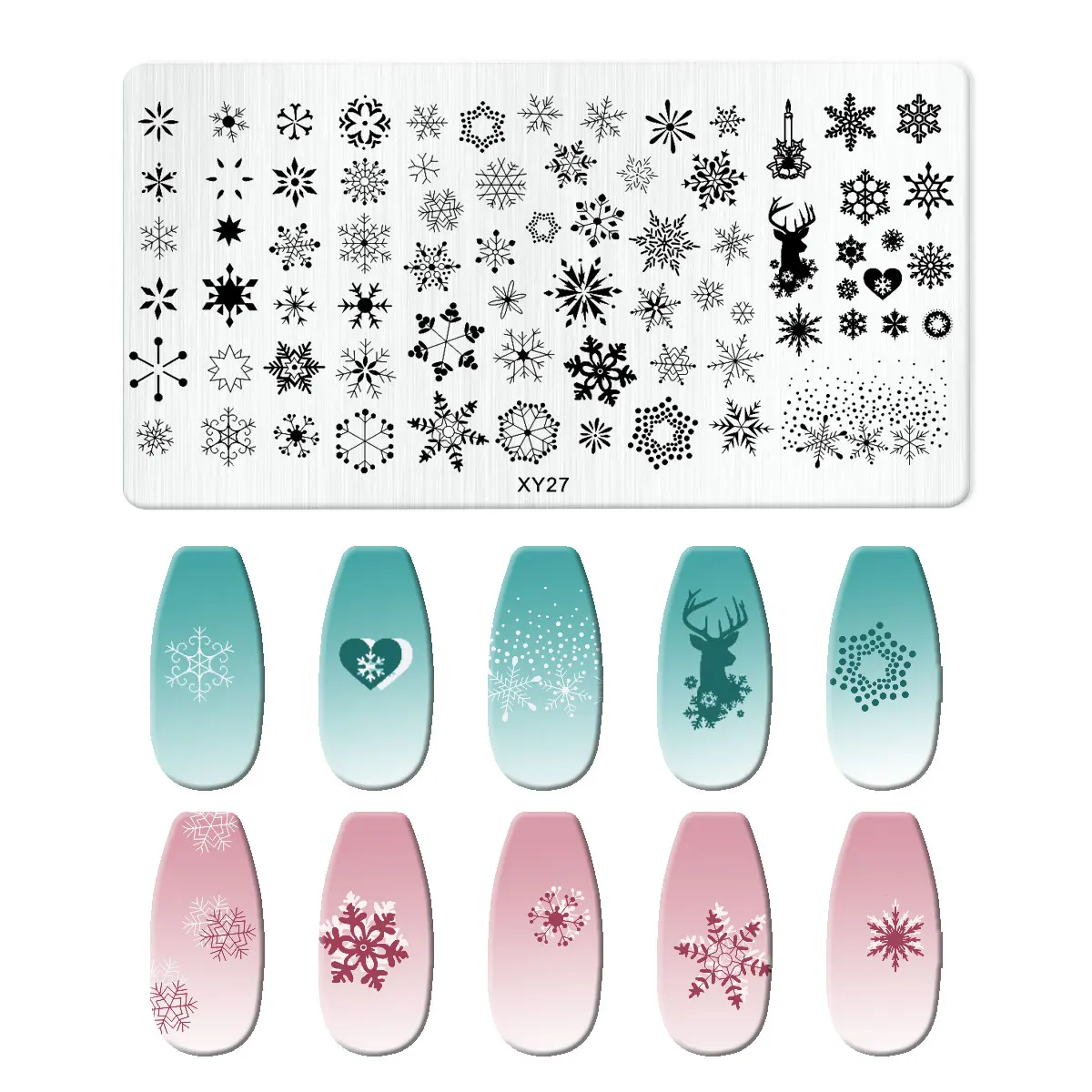 Christmas Nail Art Stamping Plate Drawing Template Winter Snowflakes Floral Christmas EIK Image Stencil Mold Nail Printing Tools 5