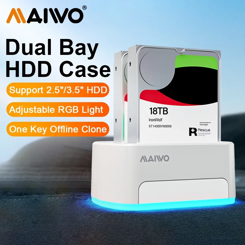 MAIWO 2.5/3.5-inch HDD Case USB3.0 To SATA Hard Drive Duplicator Docking Station for 2.5/3.5 Inch HDD SSD Support Offline Cloner