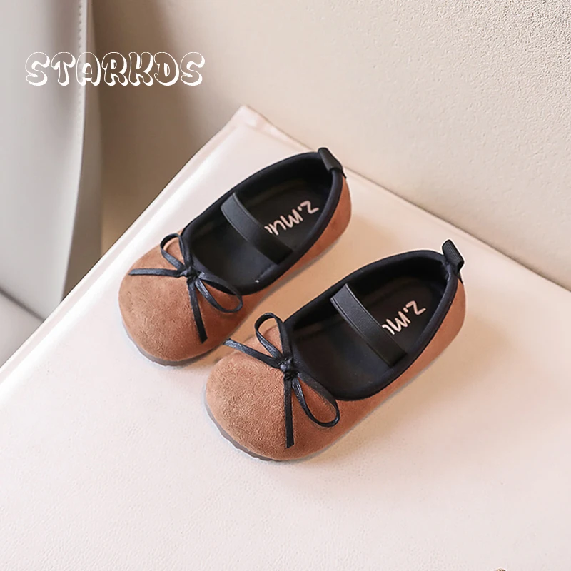 Girls Soft Ballet Flats 2024 Spring New Pink Green Mary Janes Kids Classic Round Toe Bowtie Elastic Band Ballerina Shoes