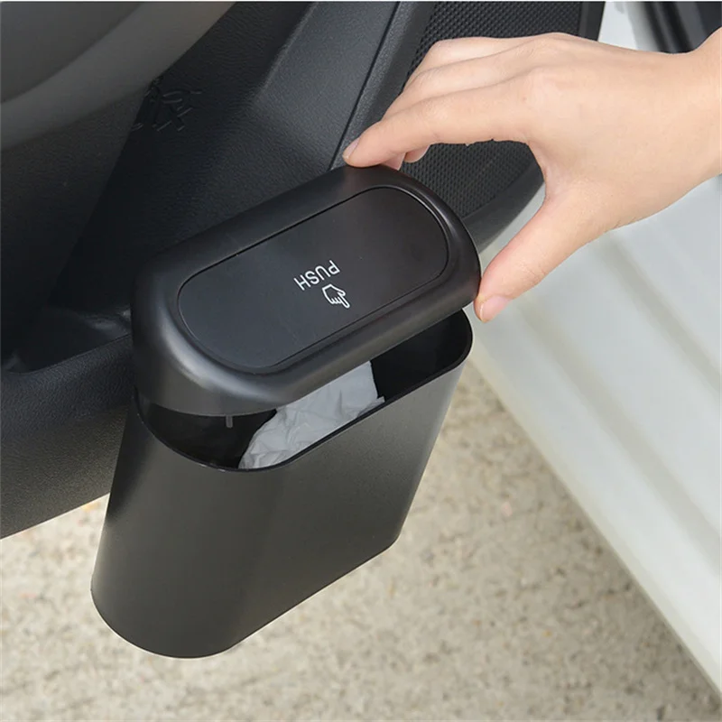 Hanging Car Trash Can Vehicle Garbage Dust Case Storage Box ABS Square Pressing Trash Bin Auto Interior Accessories car trash can