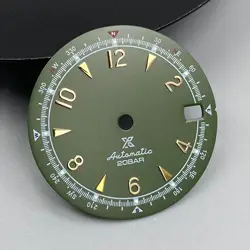 Vintage Olive Green Luminous Watch Dial - 28.5mm Watch Face Accessories - NO logo (Green Gold Mark)