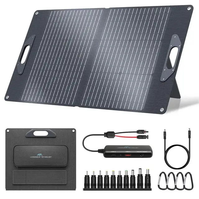 Adjustable 100W Solar Panel with 4 Ports MC4/DC/USB-A/C(PD 45W Foldable Portable Solar Powered Charger RV Camping Off-grid Eco - Image 2