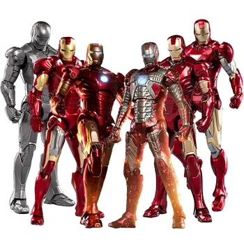 ZD Toys LED Light Iron Man MK1 MK2 MK3 MK4 MK5 MK6 MK7 MK43 MK50 7" Movie Action Figure Tony Stark Legends Toys