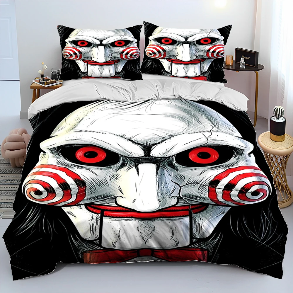 Horror Movie Character Chucky Saw Comforter Bedding Set,Duvet Cover Bed Set Quilt Cover Pillowcase,King Queen Size Bedding Set 2