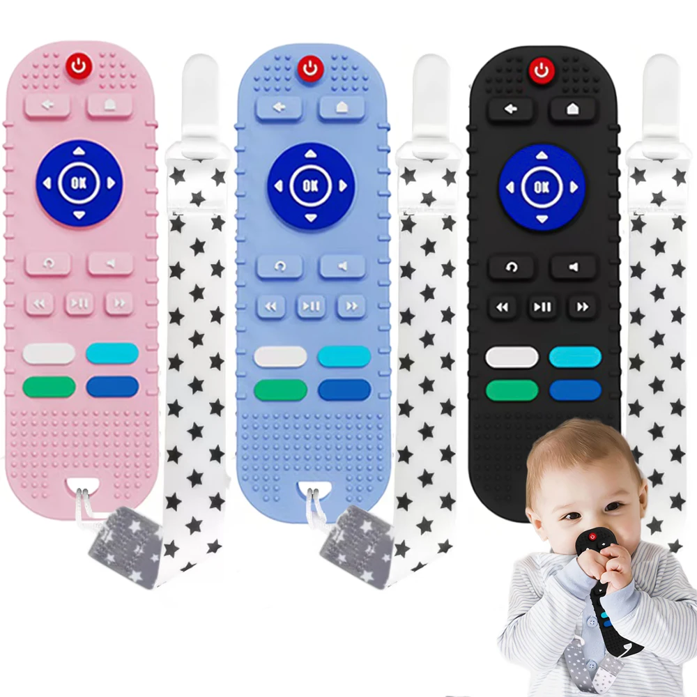 Baby teething toys food grade silicone teether suitable for babies over 6 months TV remote control shape toddler chew toys silicone teething toys,teething toys