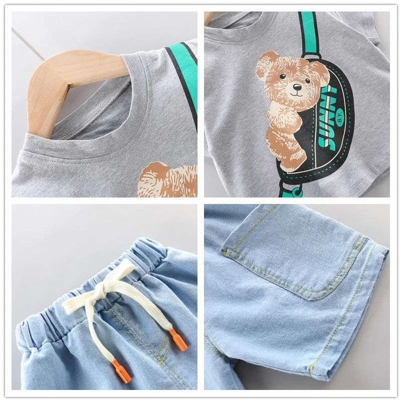 Children Clothes Fashion Summer Baby Girls Clothing Boys Sports T-Shirt Shorts 2Pcs/Sets Toddler Cotton Costume Kids Tracksuits