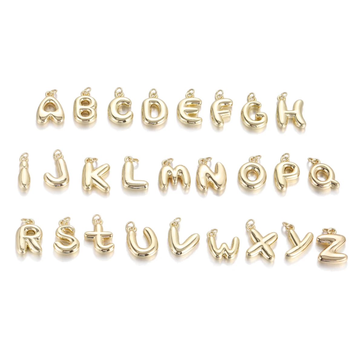 Gold Alphabet Charms: Stylish 26-Letter Pendant Set for Custom Jewelry Crafting