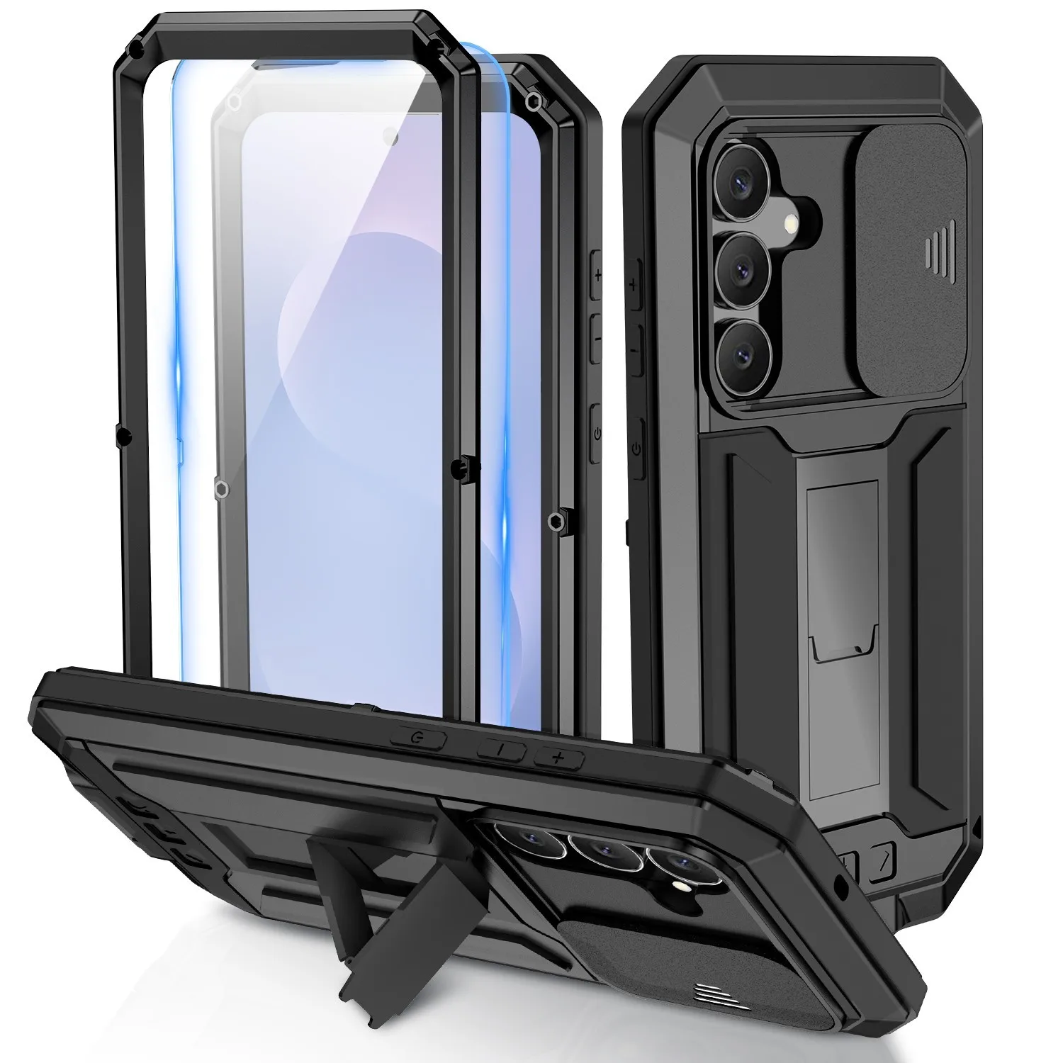 Sturdy Protective Case with Sliding Screen Cover and Shockproof Glass Protection