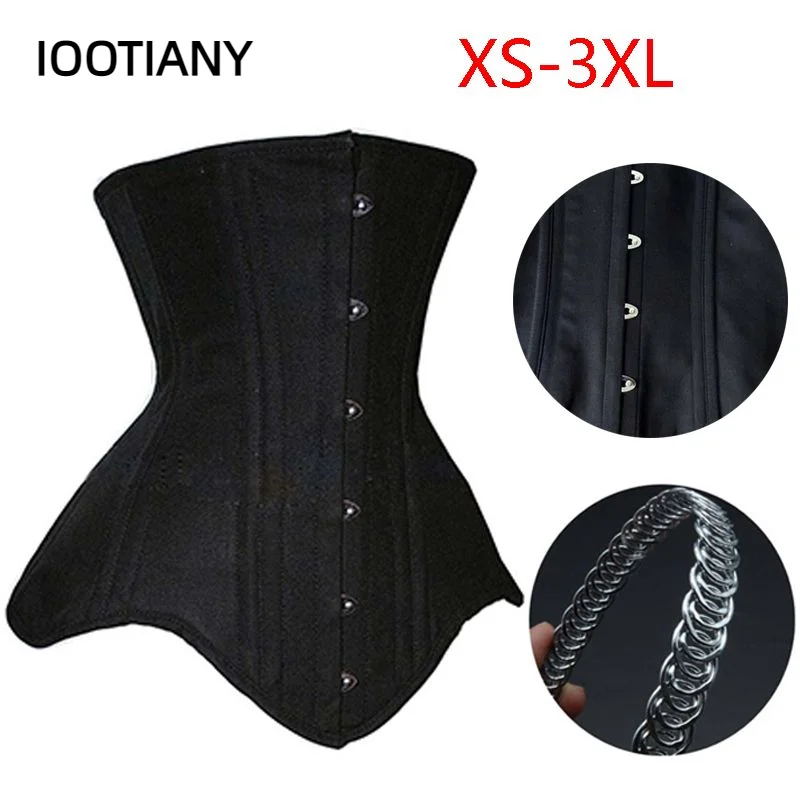 Women Underbust Corset Top Steel Bones Slimming Gothic Bustier Tops Waist Trainer Cincher Belts Black Outfits Steampunk Corset