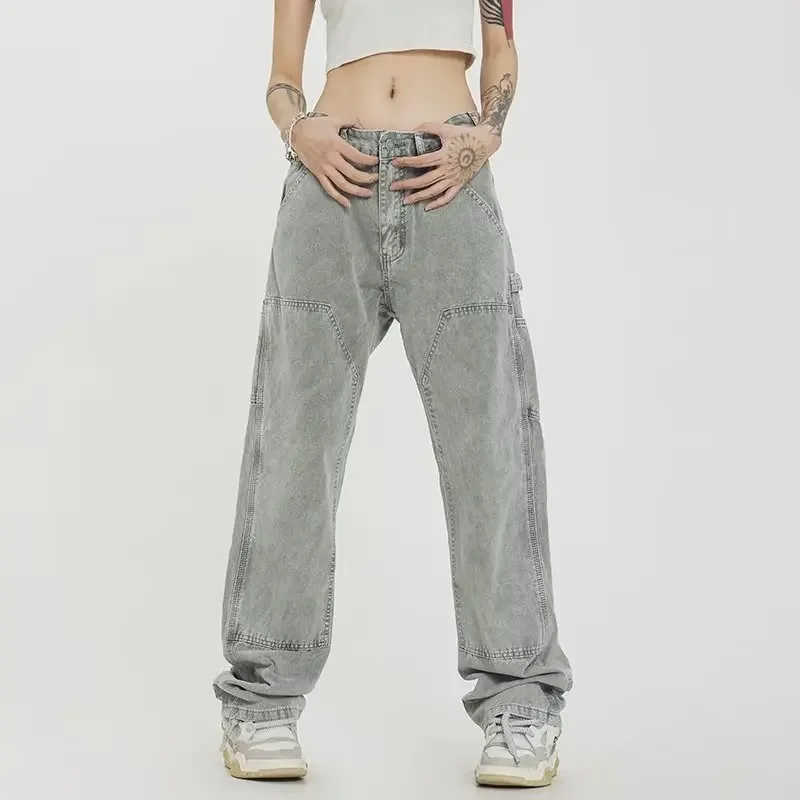 

Women Jeans High Waist Vintage Straight Baggy Denim Pants Streetwear Fashion Female Wide Leg Denim Trouser Boyfriend Jeans Women