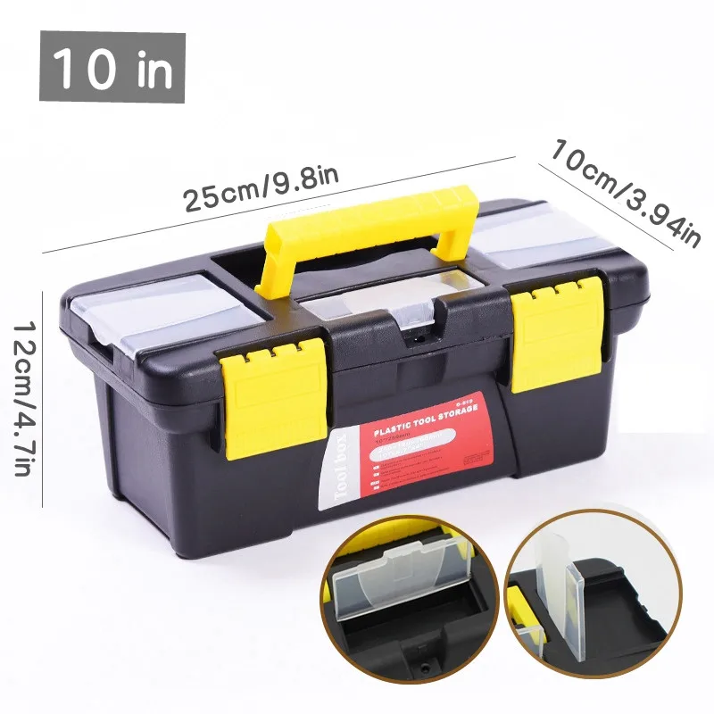 10in Household Toolbox Double Layer Tool Storage Boxes Vehicle