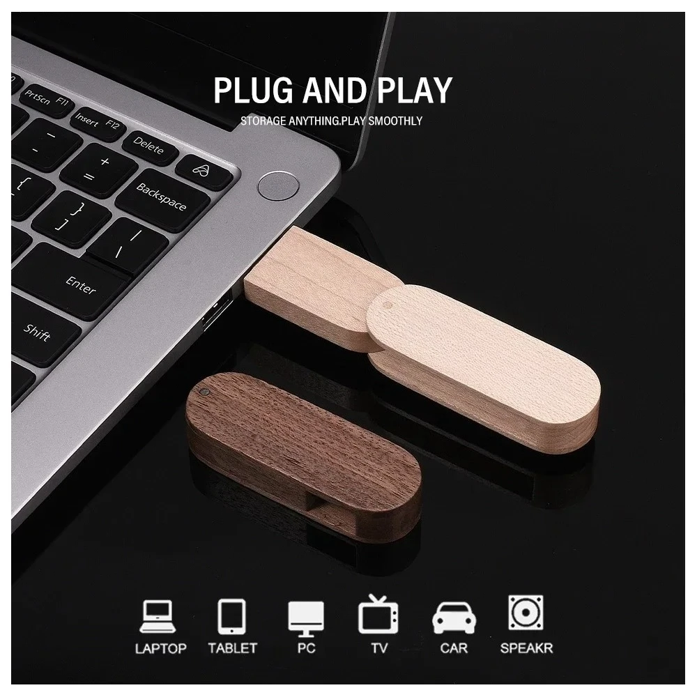 JASTER USB 플래시 드라이브 128GB 나무 상자 펜 드라이브 64GB 크리 에이 티브 선물 메모리 스틱 저장 장치 회전식 펜 드라이브 32GB 16GB 8G