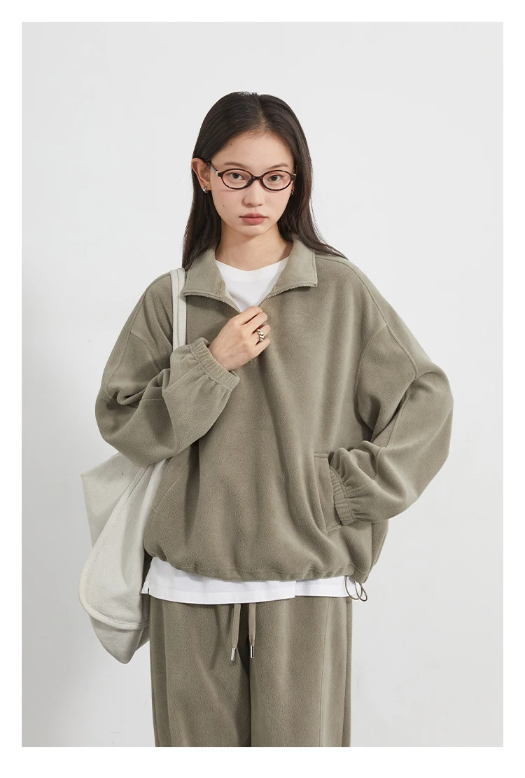 CHIC VEN Women Sweatsuit Loose Casual New Granular Velvet Stand Collar Female Top Pants Set for Woman Sport Autumn Winter 2025 Image 11