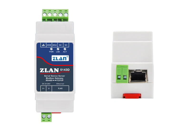 ZLAN 5143D Din Rail Serial RS485 to Ethernet TCP IP Server Ethernet Converter with Adaptor Optional