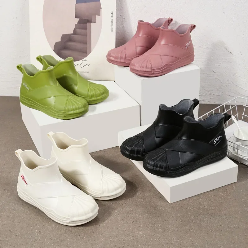 Waterproof  fashion rain boots winter botines shoes female rain boots short tube students wear adult work non-slip rubber boots