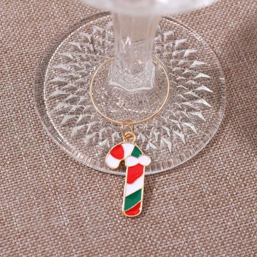 6Pcs/Set Christmas Wine Glasses Decoration Charm Party New Year's Cup Ring Decoration Christmas Charms Home