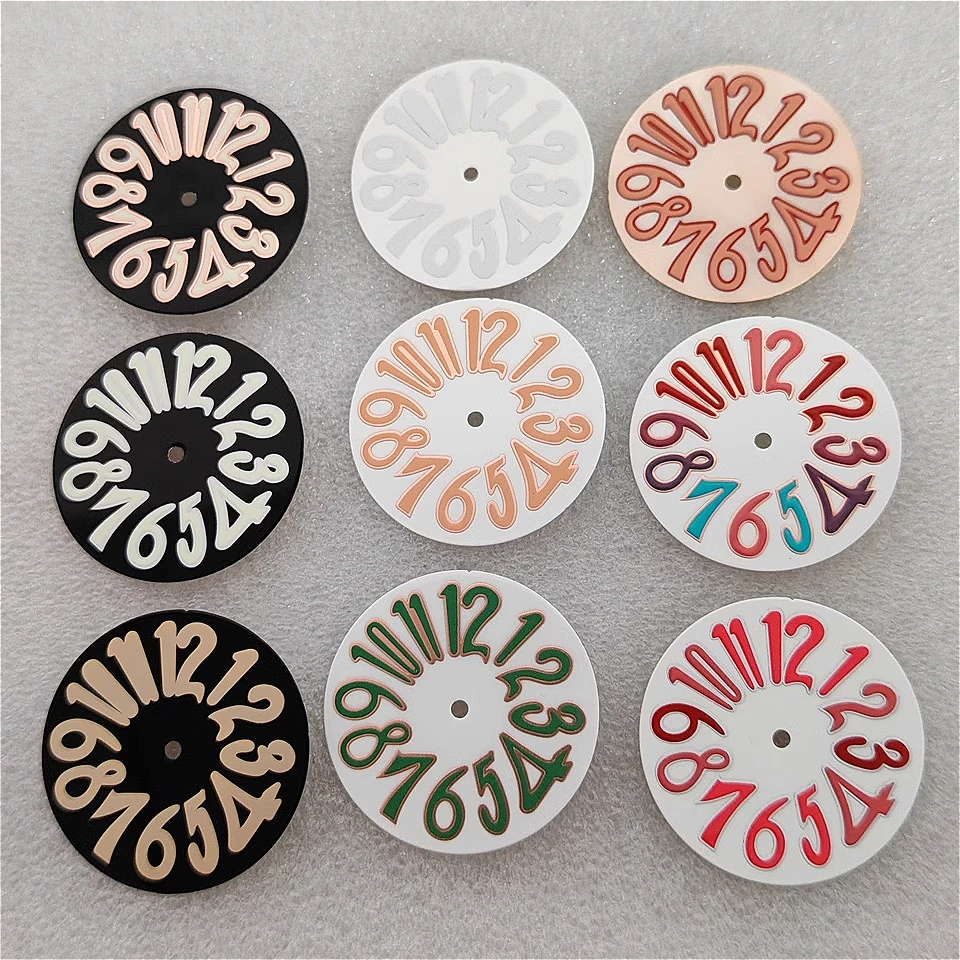 Watch Dial Accessories 33.2mm Digital Watch Dial Enamel Pearl Personality Watch Face and Hands Combination Accessories for NH35 Movement