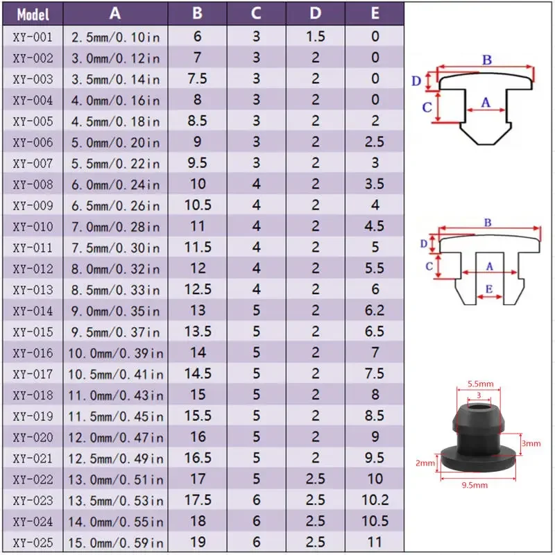 5~20Pcs Black Conical Snap-on Silicone Rubber T Type Plug 2.5-15mm Blanking End Caps Tube Inserts Bung Proof High Temperature