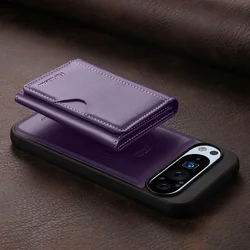 Magsafe Magnetic Leather Wallet Card Phone Case - Flip Purse Holder Cover - Pixel 9A (Purple)